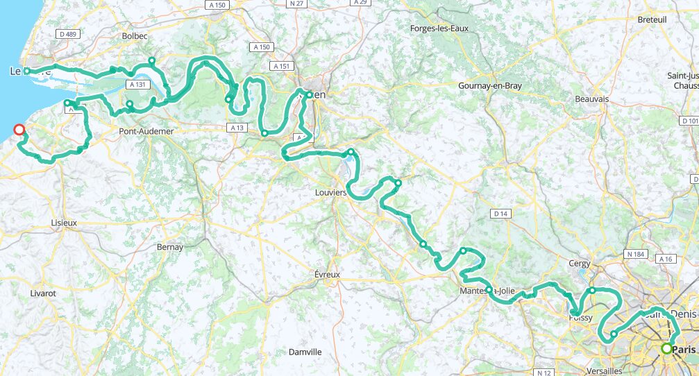 L'itinéraire de la Seine à Vélo